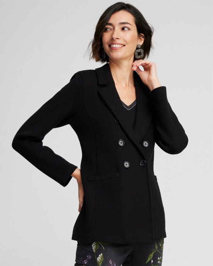 Women's Black Cardigan Jacket - Black - Click Image to Close