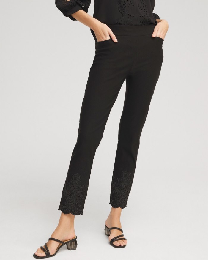 Women's Brigitte Eyelet Ankle Pants - Black