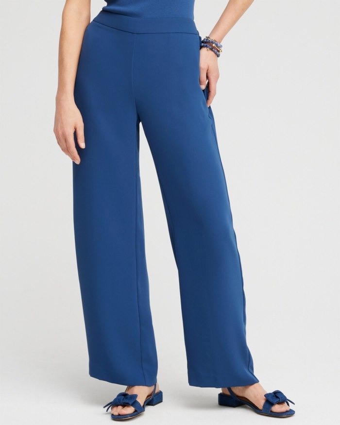 Women's Wide Leg Soft Pants - Azores Blue - Click Image to Close