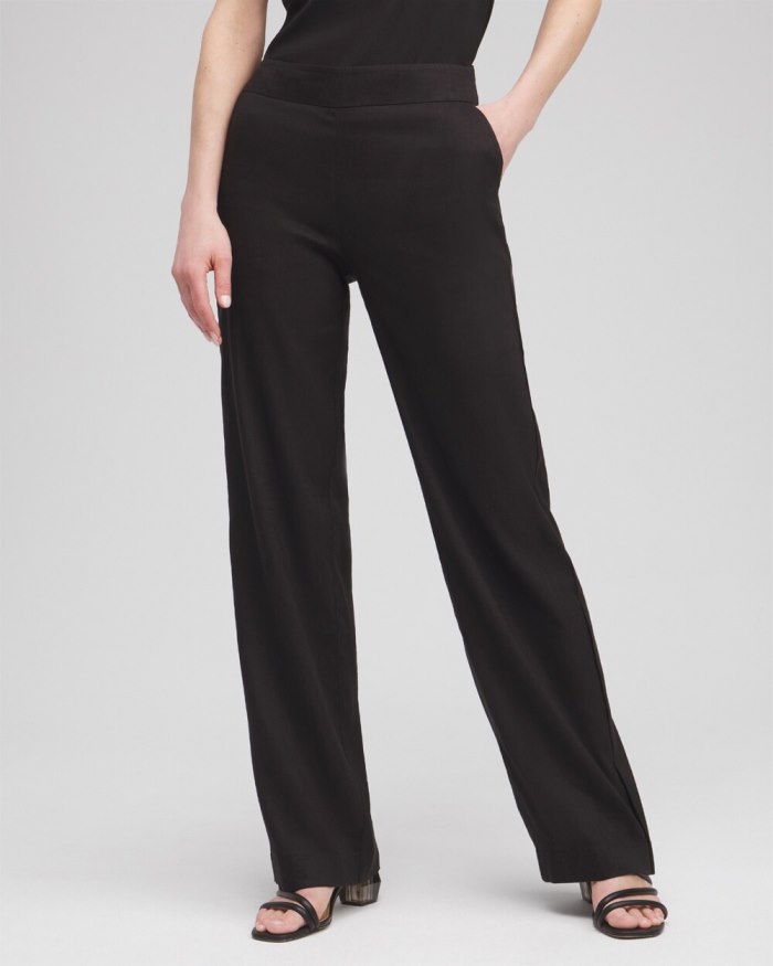 Women's Wide Leg Linen Pants - Black