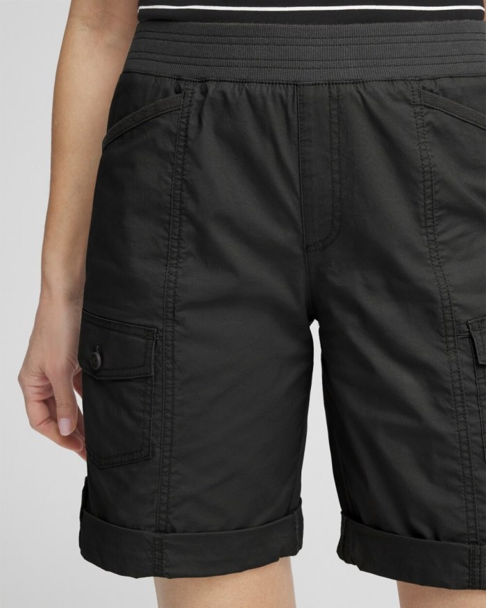 Women's Poplin Roll Tab Shorts - SECRET MEADOW