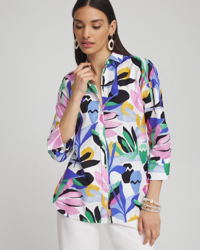 Women's No Iron Stretch Tropical Shirt - Purple Nightshade