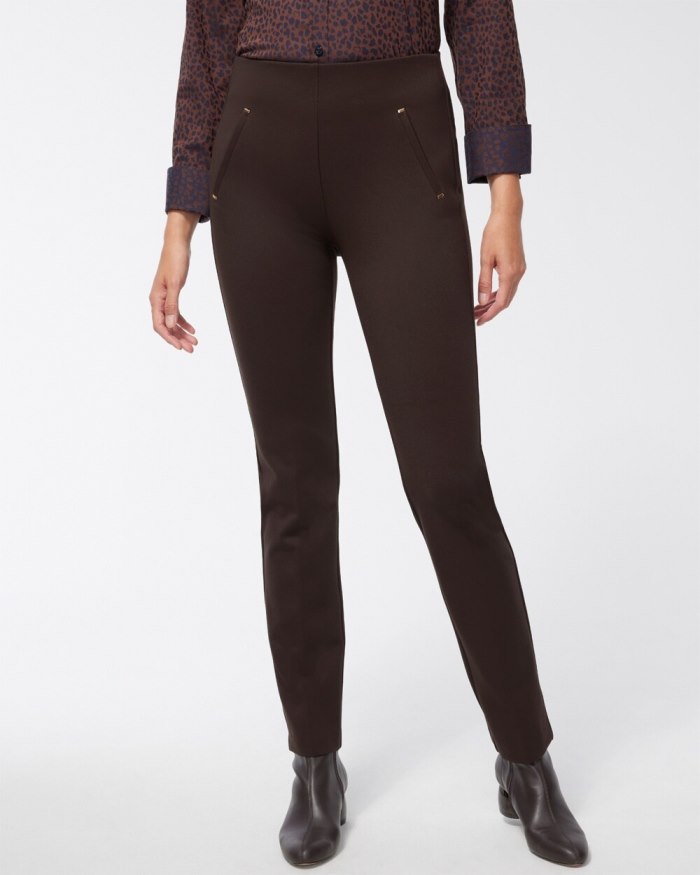 Women's Juliet Ponte Trim Detail Pants - Cocoa Bean