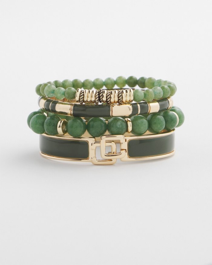 Women's Olive Enamel Stretch Bracelet - Olive