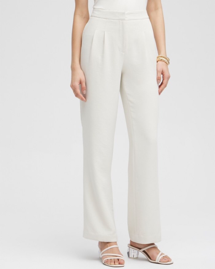 Women's Black Label Pleated Trousers - Fresh Cream - Click Image to Close