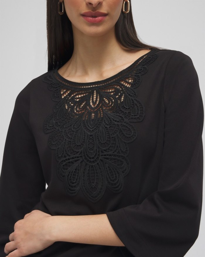 Women's Lace Inset Top - Black