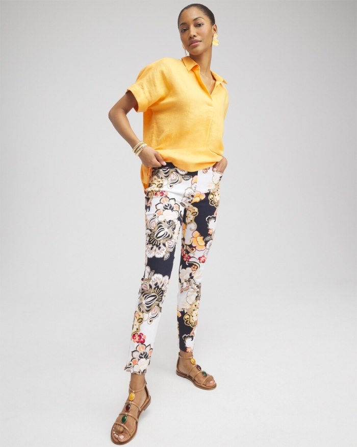 Women's Brigitte Warm Floral Ankle Pants - Alabaster