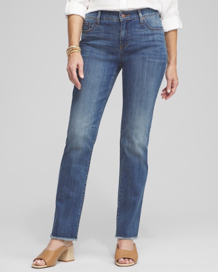 Women's Girlfriend Fray Hem Jeans - Royal Street Indigo - Click Image to Close