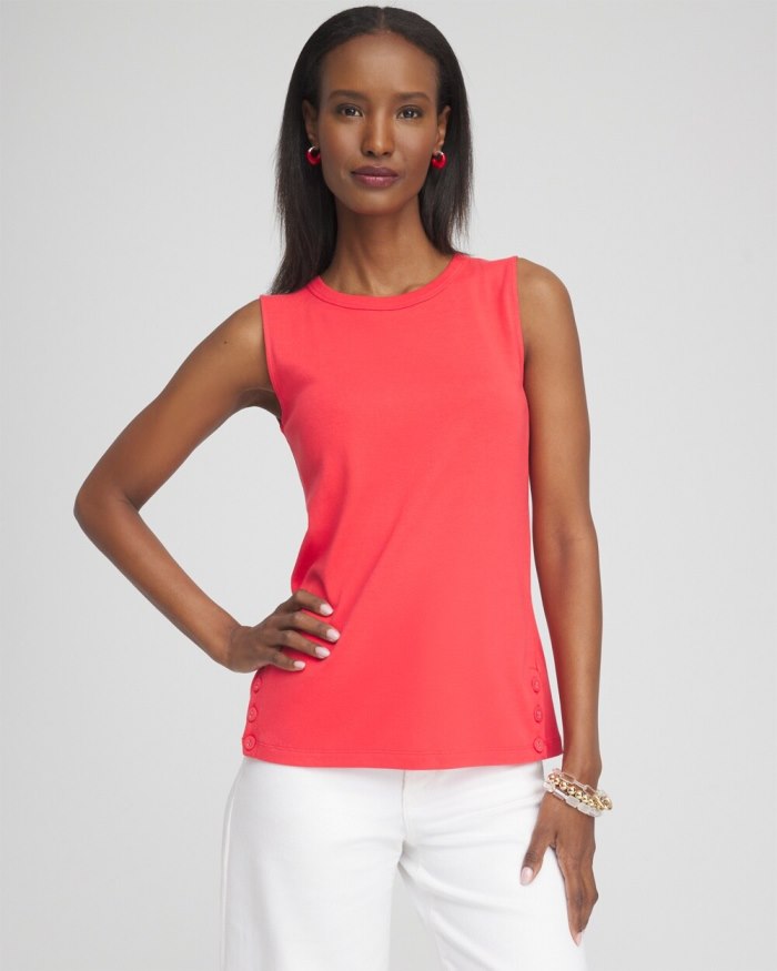 Women's Button Detail Tank - Watermelon Punch - Click Image to Close