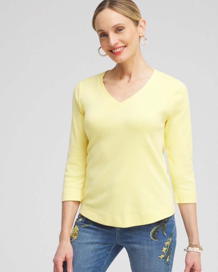 Women's Everyday 3/4 Sleeve Tee - Soft Buttercup