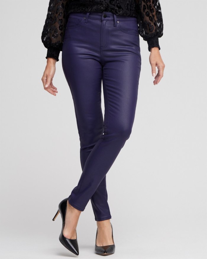 Women's Coated Slim Jeans - Cosmic Violet - Click Image to Close