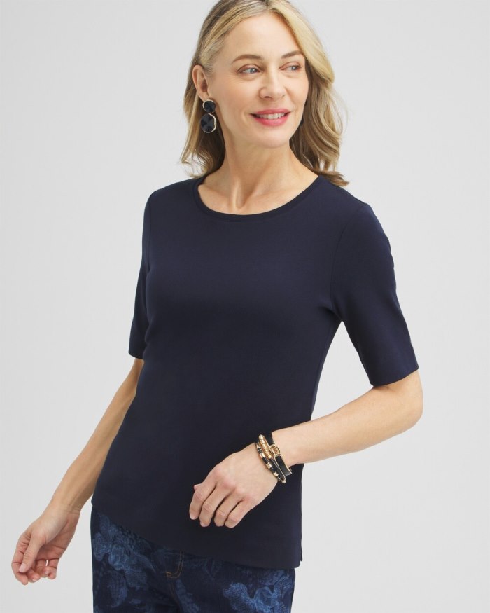 Women's Everyday Elbow Sleeve Tee - Classic Navy - Click Image to Close