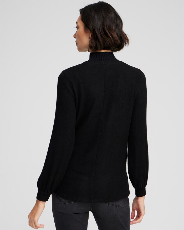 Women's Tie Front Wrap Cardigan - Black