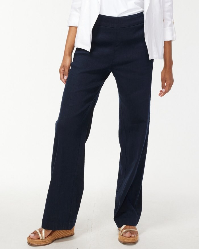 Women's Wide Leg Linen Pants - Classic Navy