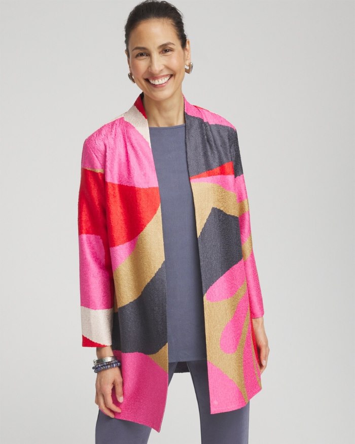 Women's Travelers Collection Abstract Crushed Jacket - Watermelon Punch