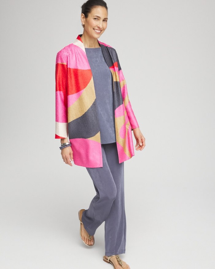 Women's Travelers Collection Abstract Crushed Jacket - Watermelon Punch