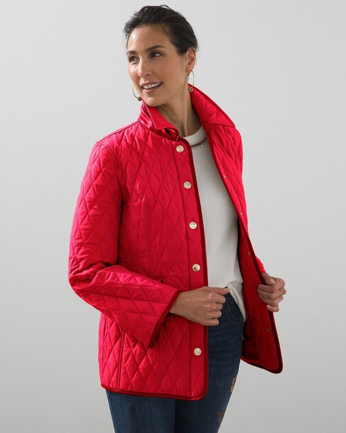 Women's Quilted Mid-Length Jacket - Wild Poppy