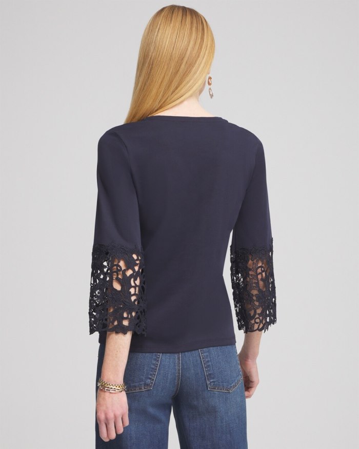 Women's Lace Applique Tee - Black