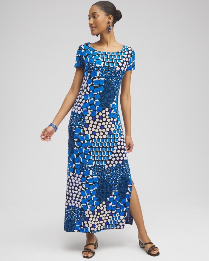 Women's Travelers Classic Dots Maxi Dress - Intense Azure - Click Image to Close