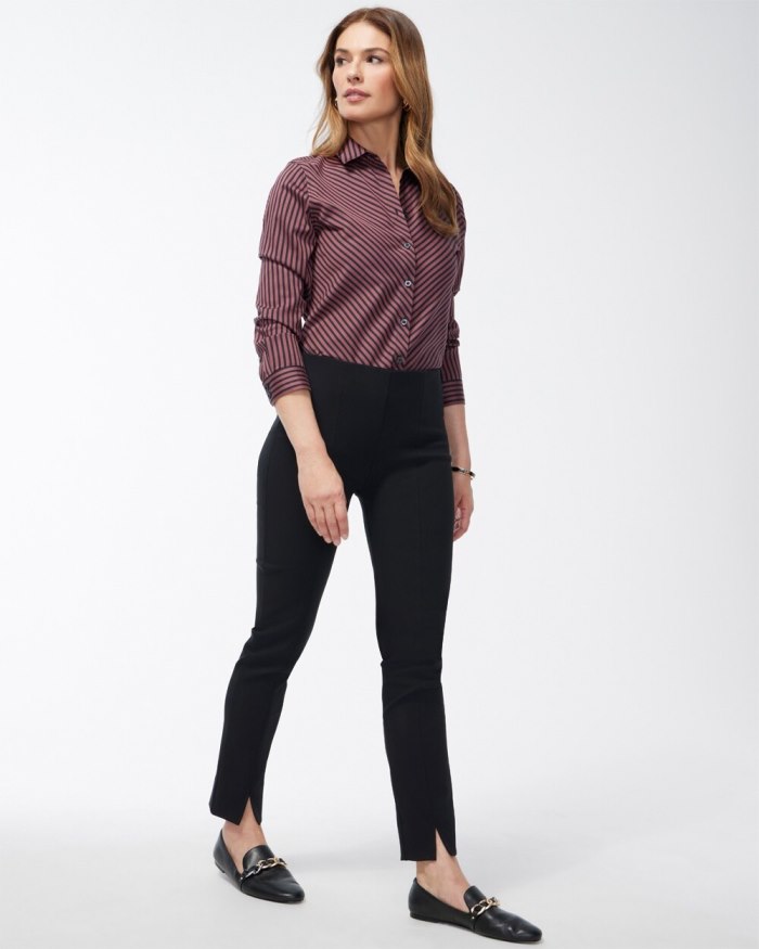 Women's Bi-Stretch Front Seam Slit Ankle Pants - Ink