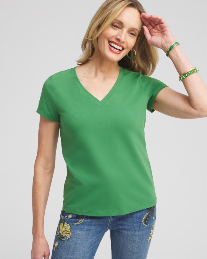 Women's V-neck Perfect Tee - Verdant Green