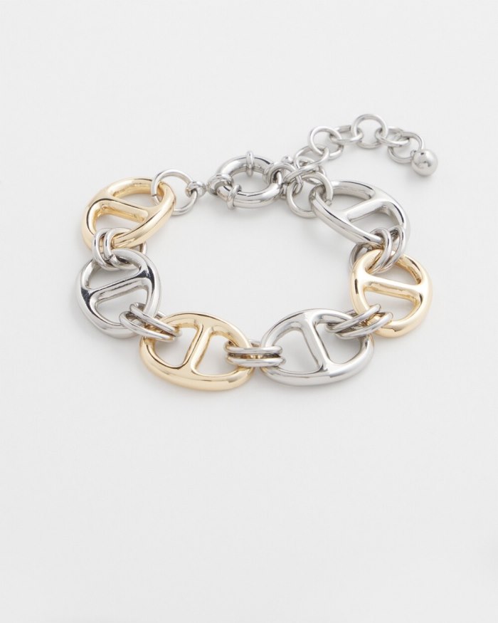 Women's Mixed Metal Links Bracelet - Mixed Metals - Click Image to Close