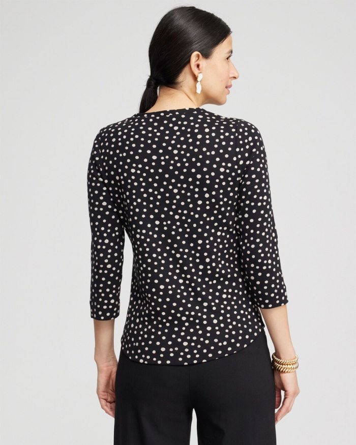 Women's Polka Dot Everyday 3/4 Sleeve Tee - Black