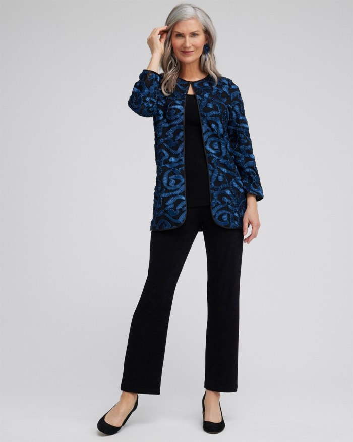 Women's Travelers Collection Embroidered Jacket - Azores Blue