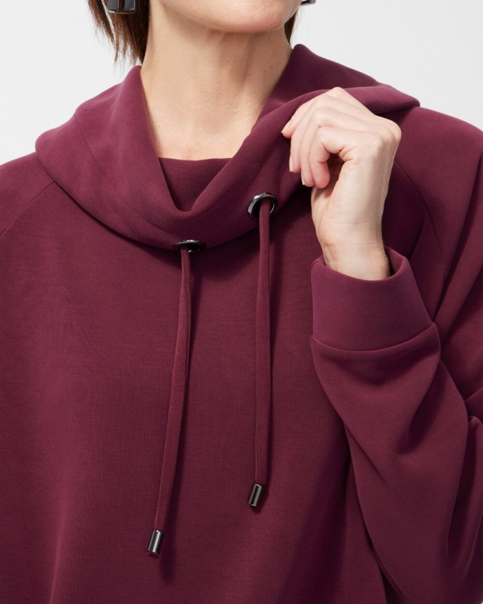 Women's Zenergy Sueded Scuba Cowl Neck Pullover - Deep Merlot