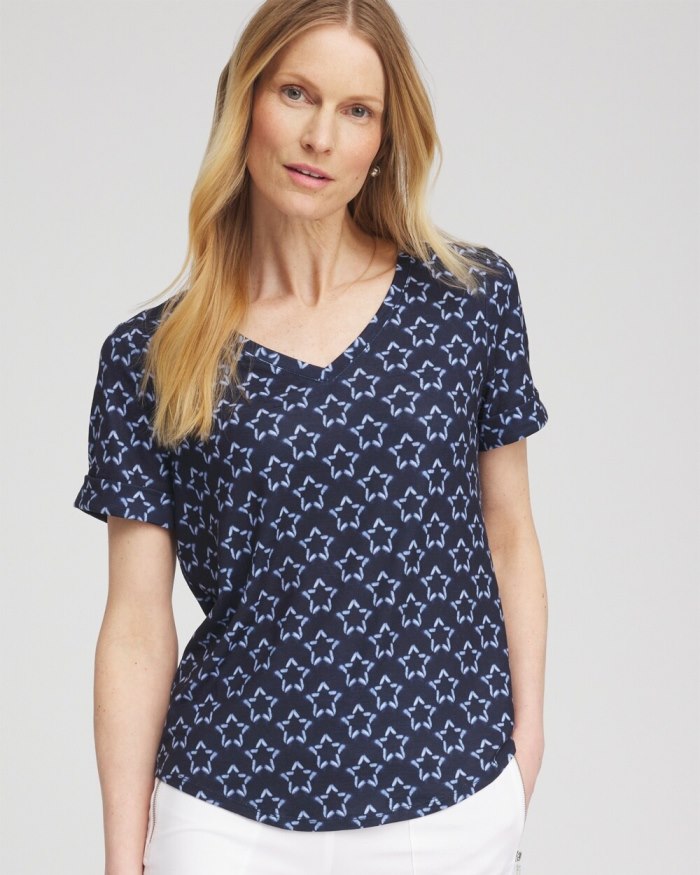 Women's Zenergy Star Tee - Classic Navy - Click Image to Close