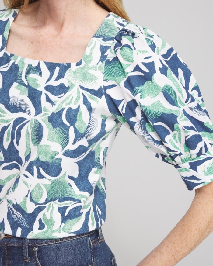 Women's Floral Square Neck Top - Twisted Ivy