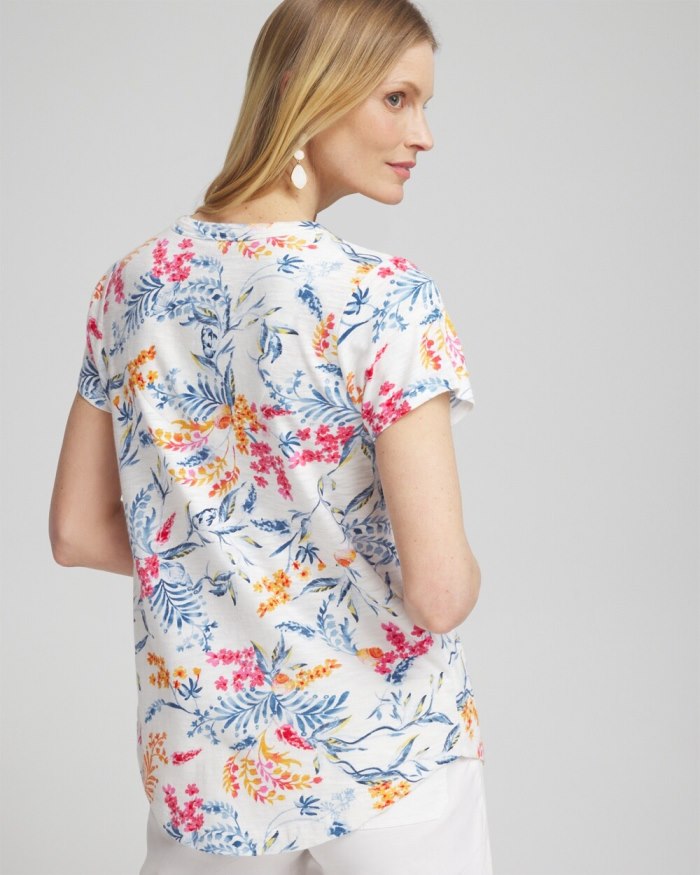 Women's Floral Cap Sleeve Tee - SUMMER CRUSH