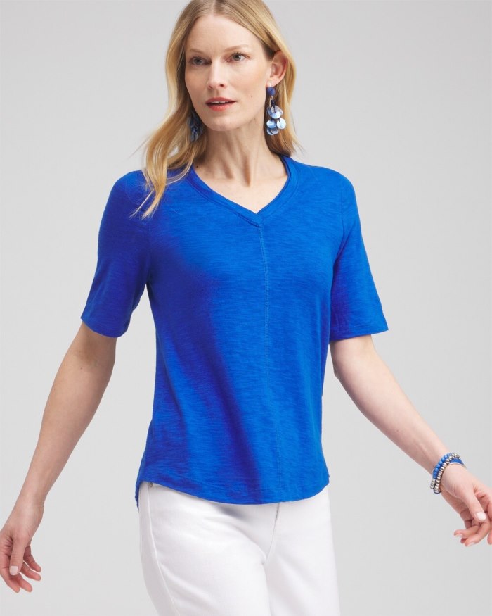 Women's Elbow Sleeve A-line Tee - Intense Azure