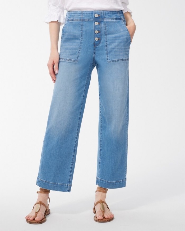 Women's Pull-On Wide Leg Ankle Jeans - Amilla Indigo