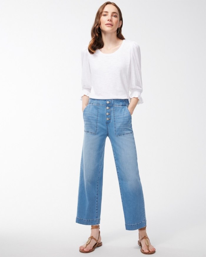 Women's Pull-On Wide Leg Ankle Jeans - Amilla Indigo