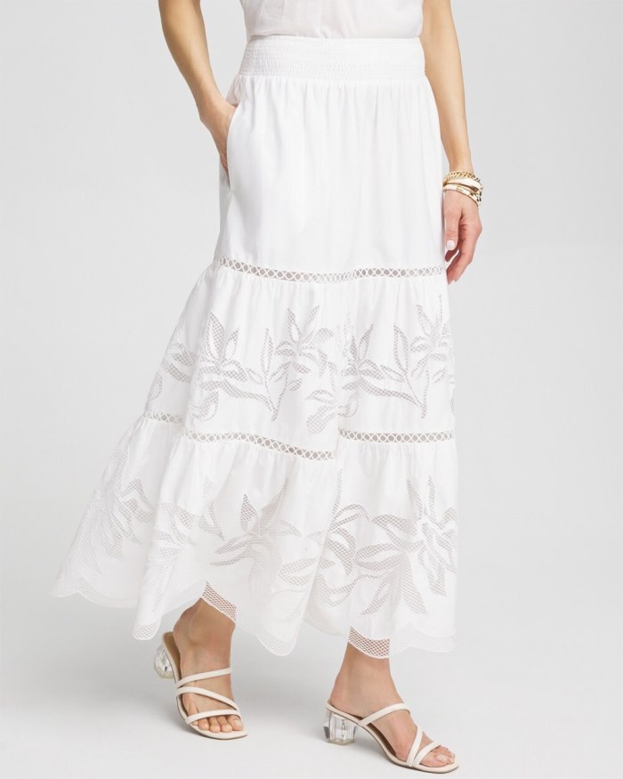 Women's Poplin Pull-on Maxi Skirt - Alabaster - Click Image to Close