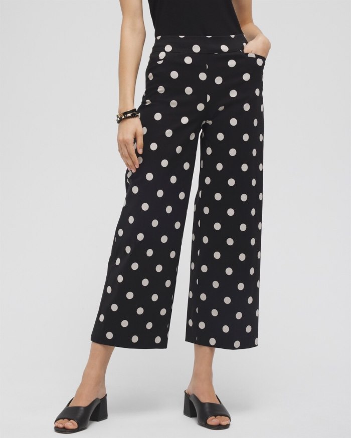 Women's Brigitte Polka Dot Wide Leg Pants - Black