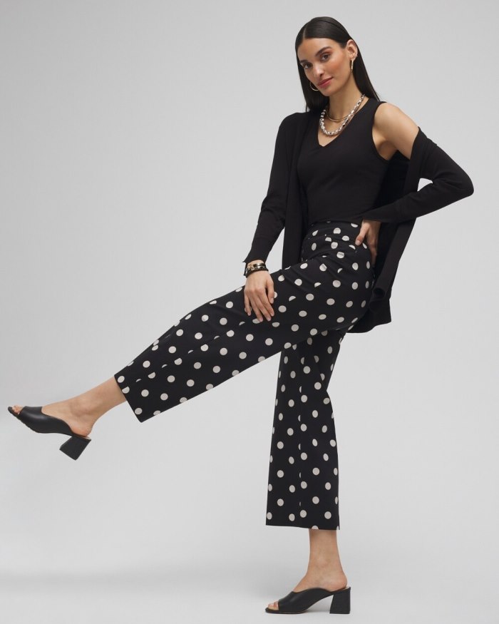 Women's Brigitte Polka Dot Wide Leg Pants - Black