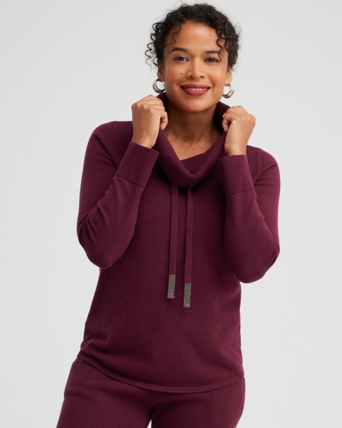 Women's Zenergy Luxe Cashmere Blend Cowl Sweater - Deep Merlot