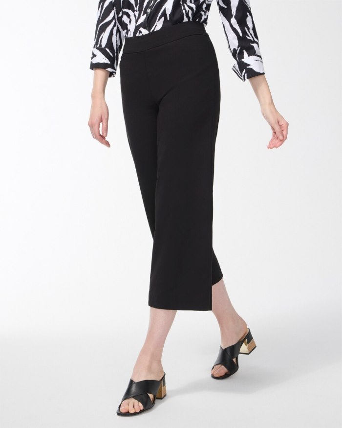 Women's Brigitte Wide Leg Cropped Pants - Black - Click Image to Close