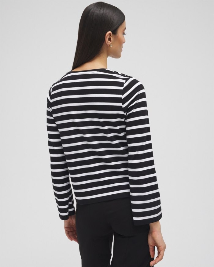 Women's Striped Long Sleeve Tee - Black