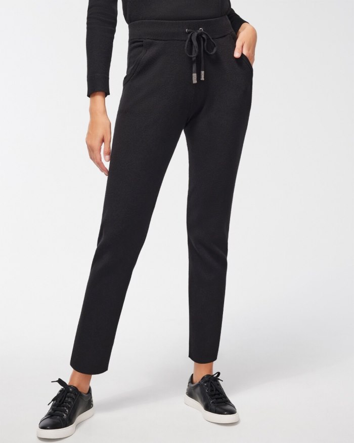 Women's Zenergy Luxe Cashmere Blend Ankle Pants - Black - Click Image to Close