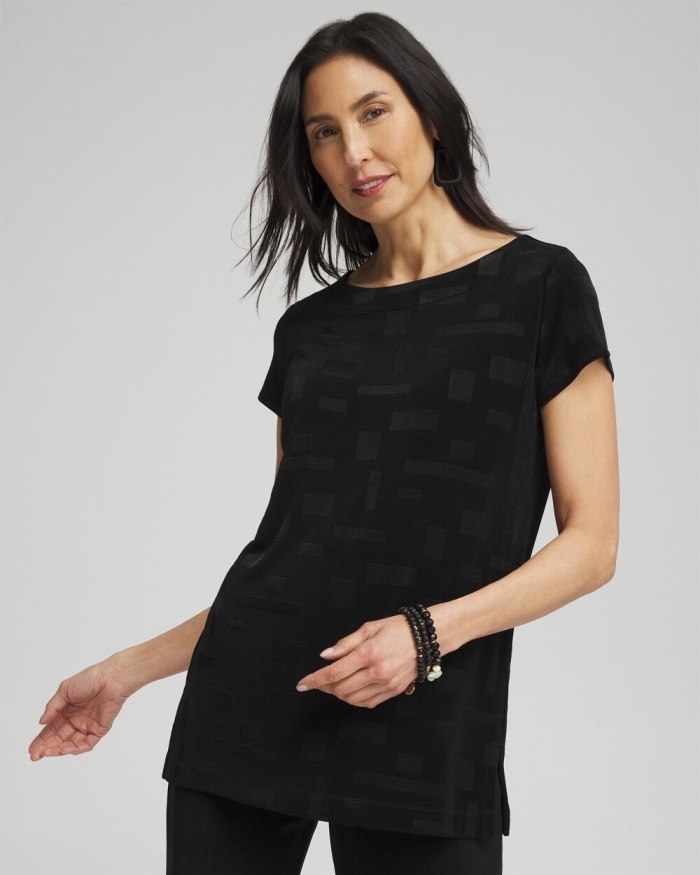 Women's Travelers Jacquard Cap Sleeve Tunic - Travelers Black