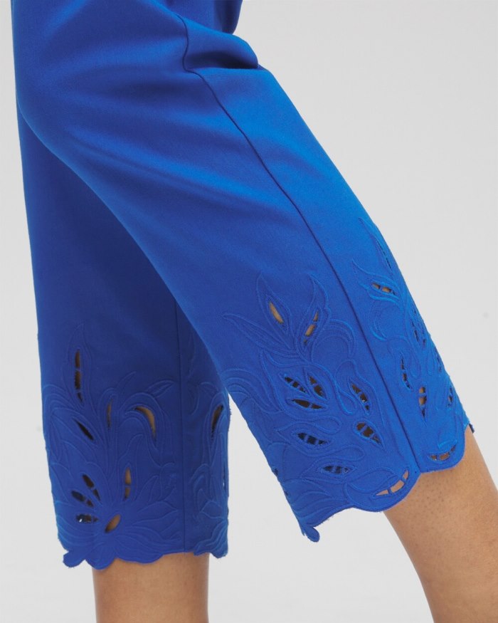 Women's Brigitte Embroidered Slim Cropped Pants - Intense Azure