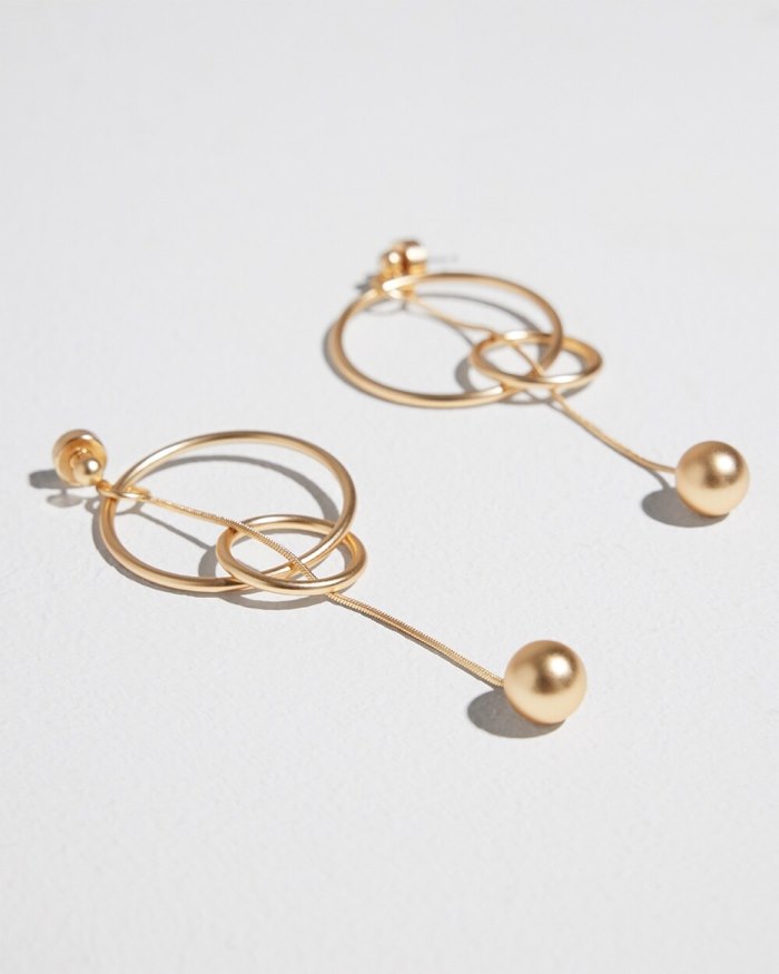 Women's Gold Linear Drop Earrings - Gold