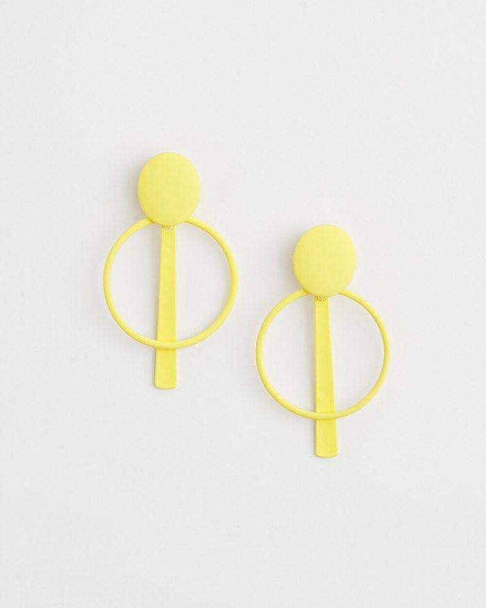 Women's Yellow Clip-on Drop Hoops - Soft Buttercup