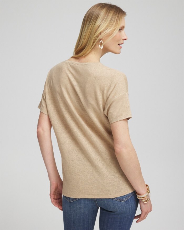 Women's Neutral Sequin Embellished Tee - Sycamore