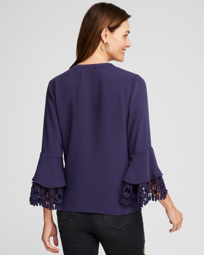 Women's Lace Detail Long Sleeve Top - Dewberry