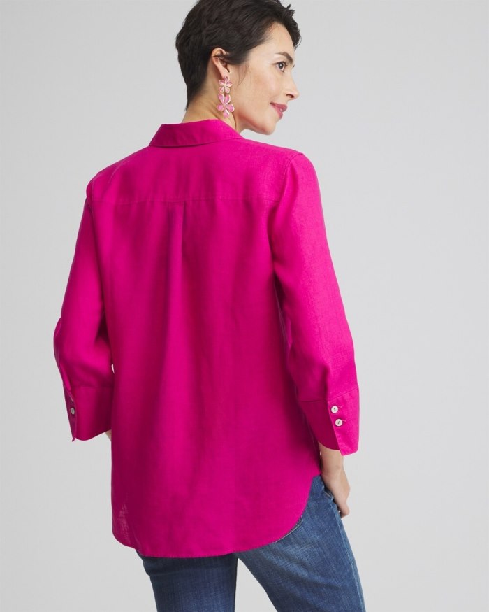 Women's No Iron Linen 3/4 Sleeve Shirt - Lemon Blossom