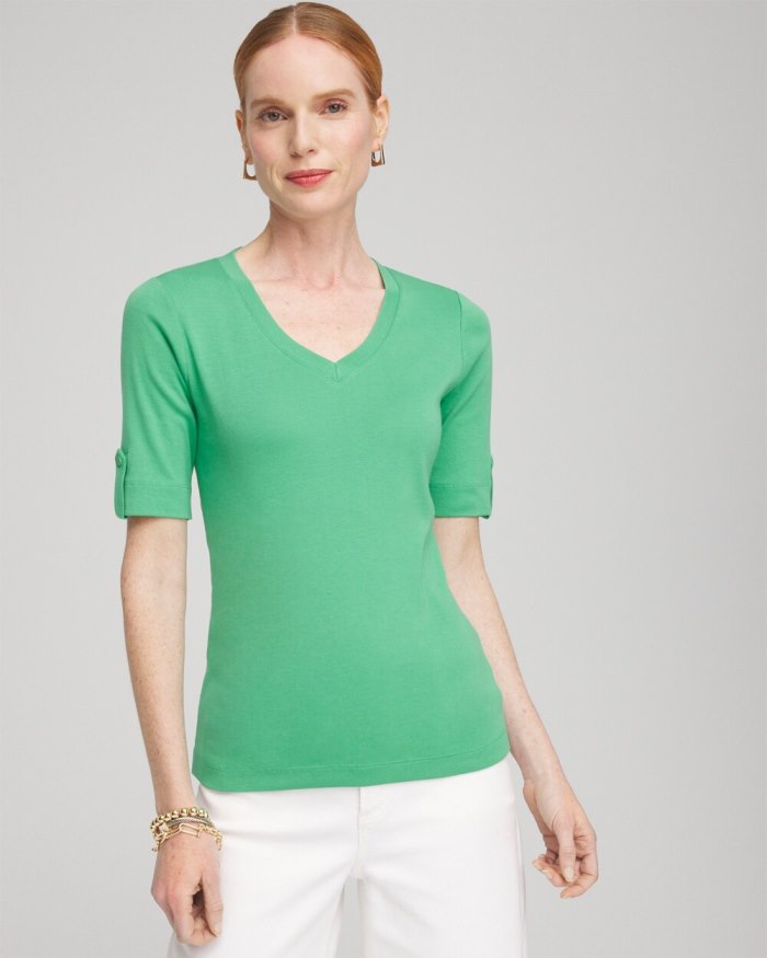 Women's Everyday V-neck Tee - GRASSY GREEN